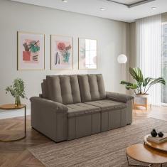 Sofá Retrátil e Reclinável 3 Lugares Veludo Castor Palmeira 180cm Cabe