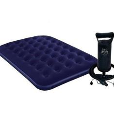 Colchão Inflável Casal Camping Praia Multiuso + Bomba De Ar
