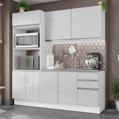 Armário de Cozinha Compacta 100% mdf 190cm Portas Branco Brilho Acordes Madesa 01