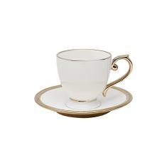 Conjunto de 6 Xícaras para Chá com Pires de Porcelana Rojemac Branco / Dourado