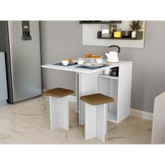 Conjunto Mesa Dobrável 2 Banquetas BA500 DJD Branco