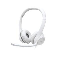 Headset Logitech H390, USB, com Almofadas, Controles de Áudio Integrado, Microfone com Redução de Ruído, Branco - 981-001285
