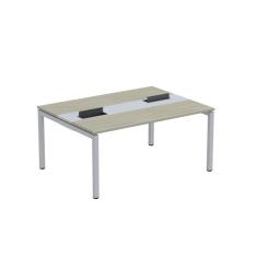 Mesa Plataforma Dupla com Pé de Aço para Coworking 160x120 Pdc16/12/2p Nogueira Casablanca/Cinza