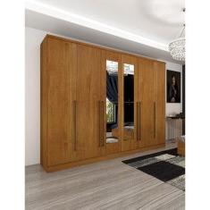 Guarda Roupa Casal com Espelho 6 Portas 8 Gavetas Sevilla Cinamomo