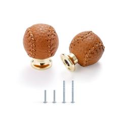 Satanga Puxadores e puxadores de couro para gavetas, puxadores de gaveta de couro de orifício único para cozinha, banheiro, armários pacote com 4