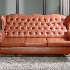 Sofá 3 Lugares Capitonê Vintage Imperador Chesterfield Caramelo