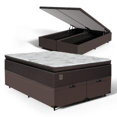 Cama Box Baú com Colchão Ravena Molas Ensacadas Com Pillow Top Queen 158cm
