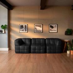 sofá guldi popup com 2 módulos canto e central corino preto