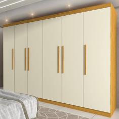 Guarda-roupa Casal 6 Portas Roma Yescasa Naturale/Off White