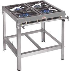 Fogão Industrial Inox 2 Queimadores Simples 2 Queimadores Duplos PMI-402 Progás
