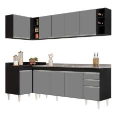 Armário de Cozinha Modulado de Canto Direito 5 Peças CP45 com Pia Inox