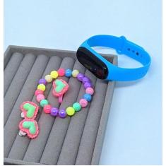 Kit Relógio Infantil Digital Led Esportivo Bracelete Prova água Crianç
