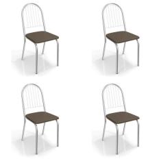 Kit com 4 Cadeiras Estofadas Noruega Cromada 4C077CR Kappesberg Crome,