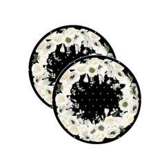 Sousplat Flores Branco/Preto - NSW, 2 Peças, com base