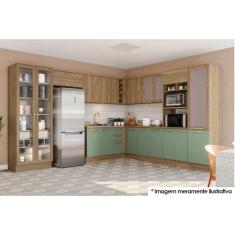 Balcão De Cozinha Modulado Botanic M621 1 Porta C-tampo 40cm Nogueira-oliva-preto - Kappesberg