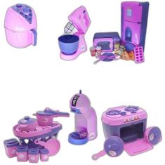 Kit Cozinha Infantil Geladeira Batedeiracafeteira Fogão 28P - Altimar