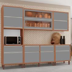 Cozinha Completa Modulada Maitê New 100% MDF Tuboarte 10 Portas e 4 Gavetas Vidro Reflecta