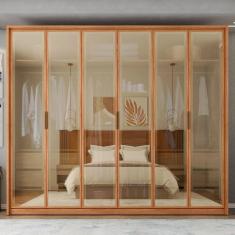 Guarda-roupa Casal 6 Portas 4 Gavetas Reflecta 100% Mdf Suburban Gold Espresso Móveis Freijó