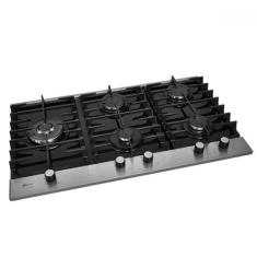Cooktop 5 Bocas Platinium G Ii A Gás com Vidro Preto - Fischer, Preto,