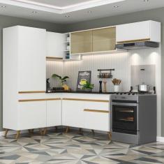 Armário Cozinha Completa de Canto Veneza Multimóveis V2051, Branco/Dou