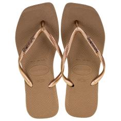 Chinelo Havaianas Slim Square Logo Metallic Feminino-Feminino