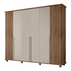 Guarda Roupa Casal Varese 6 Portas 3 Gavetas MDP-MDF Cinamomo Off White RV Móveis