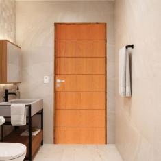 Porta Lisa Padrão Imbuia Belíssima 2 Batente Ecológico 09 Fechadura Stilo Wc 72 X 2,10 D Natural