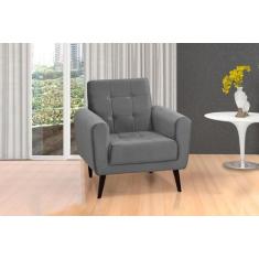 Poltrona Cadeira Decorativa Pés Madeira Livia Cinza Matrix