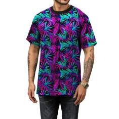 Camiseta Coqueiros Neon Psy Cores Vivas - Di Nuevo, Roxo, XXG