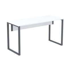 Mesa Escritório P25 TUB Pandin 170 cm (Larg) x 70 cm (Prof) Tampo MDP Branco Pé Aço Tubular Grafito