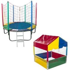 Cama Elástica Pula Pula Trampolim 1,83m Barraquinha Piscina de Bolinha