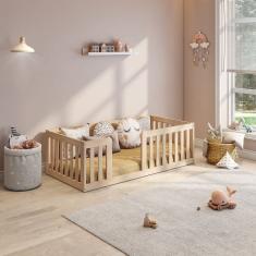 Mini Cama Montessoriana Com Grade Giulia Casatema Natural