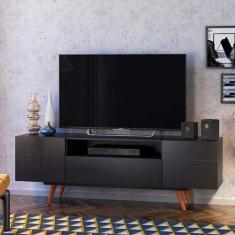 Rack Retrô Paris Preto 162 cm - Mobly