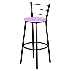 Banqueta Alta Ratan Preta Retro - Lamar Design, Lilás