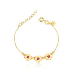 Pulseira Infantil Florzinhas Revestida em Ouro - VL ACCESSOIRES