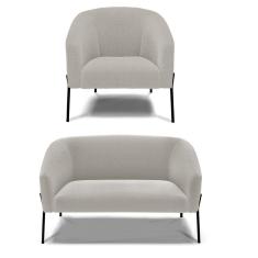 Sofá Namoradeira E Poltrona Pé Ferro Preto Stella Bouclê Cinza D03 - D'rossi