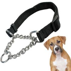Coleira Cachorro Caes Ajustavel 2.0cm Elo Torcido Nylon Pet Cao Animais Treinamento Passeio Adestramento Ar Livre