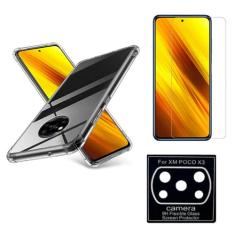 Kit Capa Capinha Antishock + Película Vidro + Película Câmera Compatível Xiaomi Poco X3 NFC