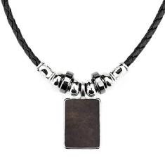 DIYthinker Colar de couro preto design abstrato joia Torque pingente de corda de couro