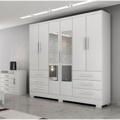 Guarda Roupa Casal com Espelho 6 Portas 6 Gavetas Dakar Novo Horizonte Branco