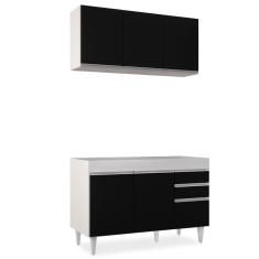 Armário Aéreo Virgínia E Balcão Para Pia 120cm Michigan Branco/preto - Lumil