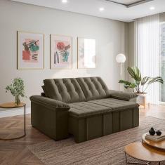 Sofá Cama Palmeira 3 Lugares Retrátil Reclinável 2,00m Veludo com Molas CabeCasa MadeiraMadeira Grafite