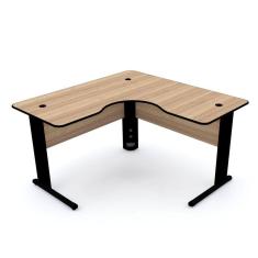 Mesa Em L P/ Escritório 130X130 Pandin Maxxi - Naturalle/Preto