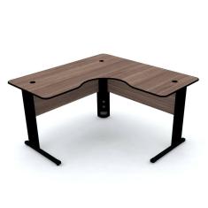 Mesa Em L P/ Escritório 130X130 Pandin Maxxi - Walnut/Preto