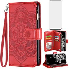 Asuwish Capa carteira compatível com Samsung Galaxy S20 Ultra Glaxay S20ultra 5G e protetor de tela de vidro temperado flip porta-cartão capa para celular para Gaxaly 20S S 20 A20 20ultra G5 feminino