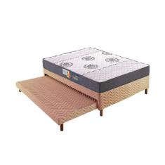 Cama Box c/Auxiliar Casal: Colchão Espuma Polar D45 Pérola Clean + Base Rústico Clean(138x188)