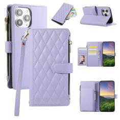 Capa carteira para iPhone 11 Pro Max, capa de couro para celular com 6 compartimentos para cartão e 1 compartimento para dinheiro e 1 bolsa com zíper, fivela magnética à prova de choque com corda de