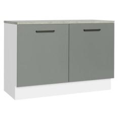 Balcão de Pia Armário de Cozinha 2 Portas (Com Tampo) Branco Agata Mad