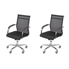 Kit 2 Cadeiras para Escritorio Diretor Baixa Roma 3312 Preto