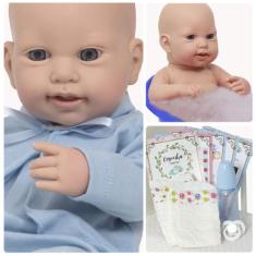 Boneco Reborn Masculino Carequinha Com Chupeta Mamadeira - Cegonha Reb